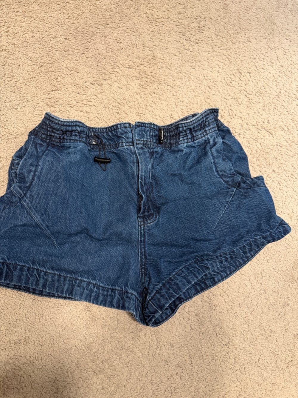 Pilcro Dark Blue Elastic-Waist Denim Shorts